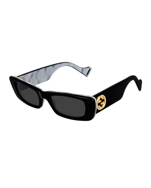 Gucci Monochromatic Rectangle Sunglasses w Interlocking G Temples