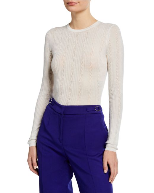 Gabriela Hearst Cashmere-Silk Pointelle Knit Sweater