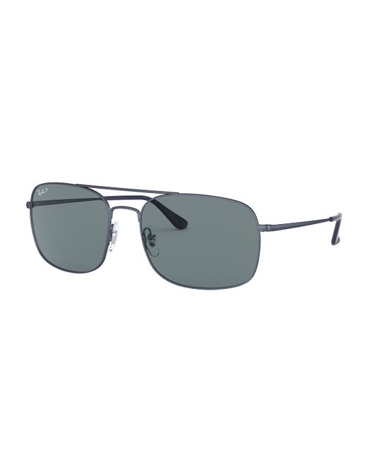 Ray-Ban 60mm Square Metal Brow-Bar Polarized Sunglasses