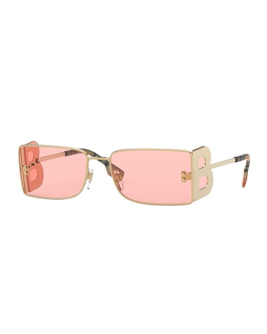 Burberry Square Metal Sunglasses with B Logo Spoilers