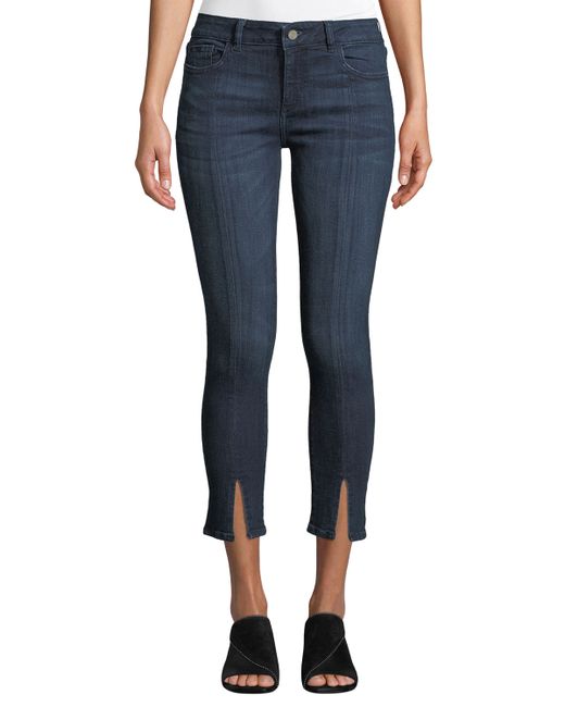 DL Premium Denim Florence Cropped Mid-Rise Skinny Jeans with Split Hem