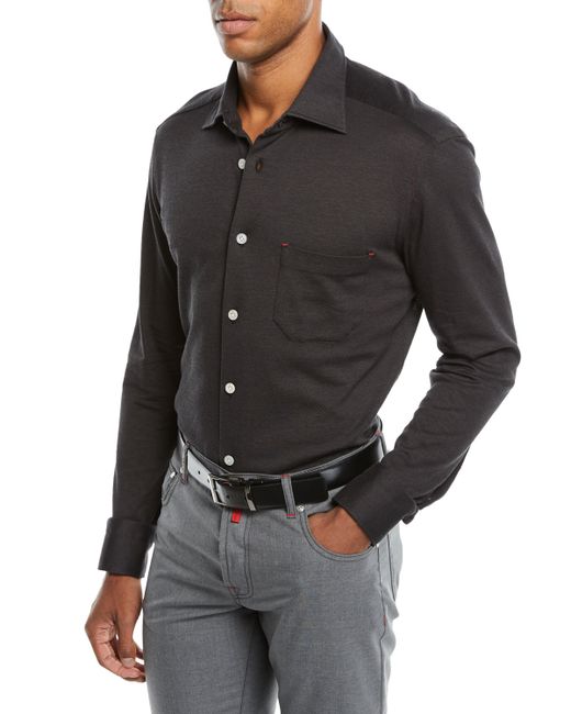 Kiton Knit Long-Sleeve Sport Shirt