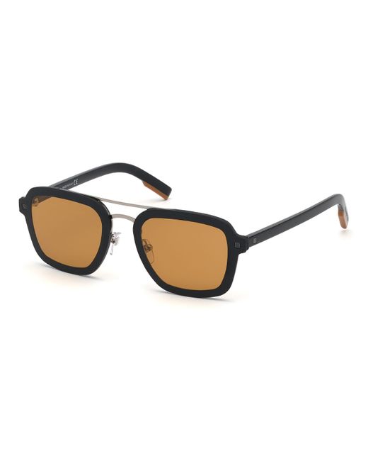 Ermenegildo Zegna Shiny Acetate Double-Bridge Sunglasses