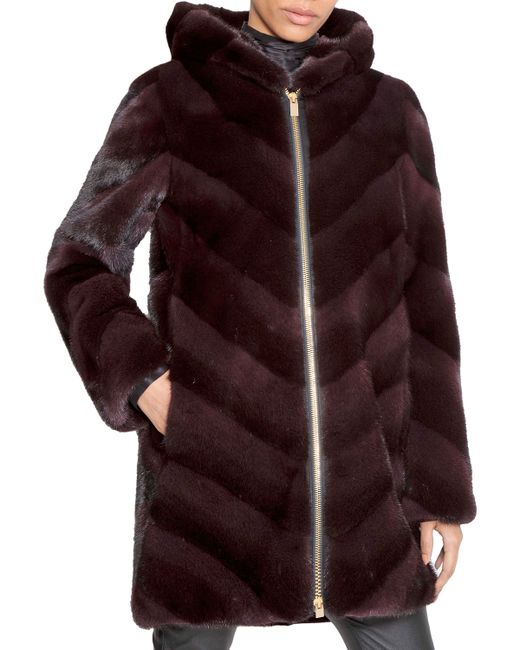 Norman Ambrose Chevron-Quilted Hooded Fur Zip Parka