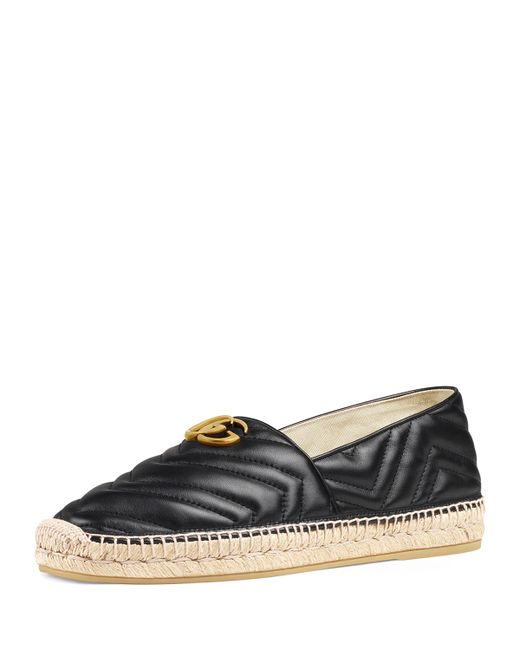 Gucci Quilted Leather Espadrilles With Double G
