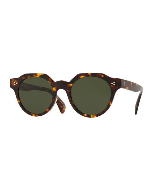 Oliver Peoples Irven Faceted Round Acetate Sunglasses DM2