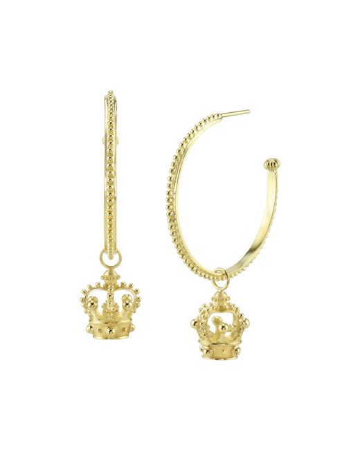 Cynthia Bach 18k Gold Crown Hoop Drop Earrings