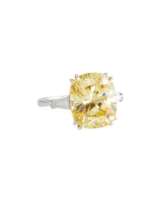 Fantasia by DeSerio Canary Cubic Zirconia Cushion Ring .75 TCW