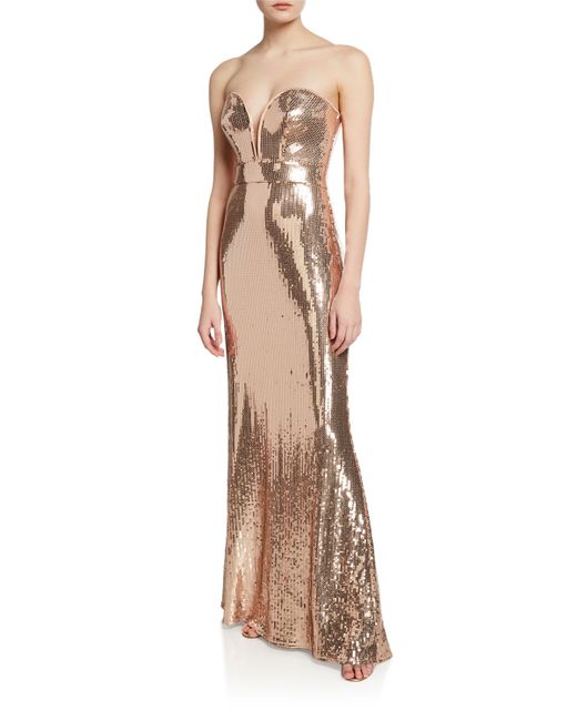 Sho Sequin Strapless Sweetheart Column Gown