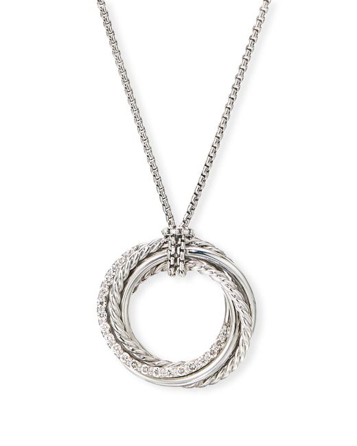David Yurman DY Crossover Pendant Necklace w Diamonds