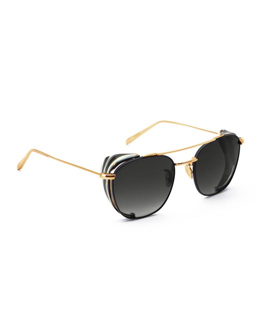Krewe Earhart Blinker Metal Aviator Sunglasses w Side Blinders