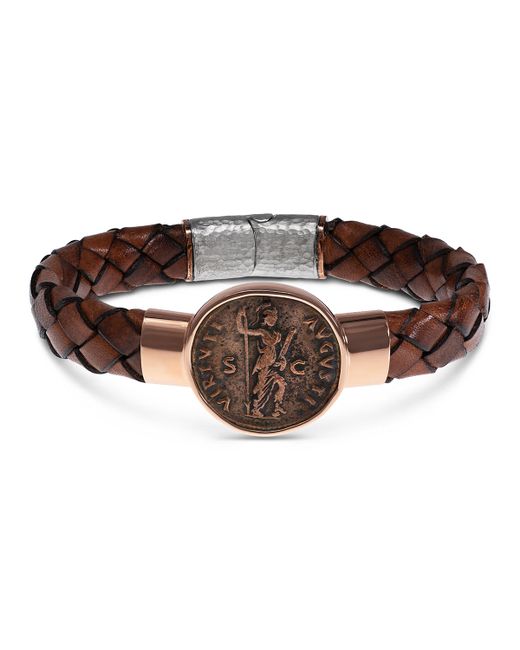 Jorge Adeler Ancient Virtus Coin Braided Leather Bracelet