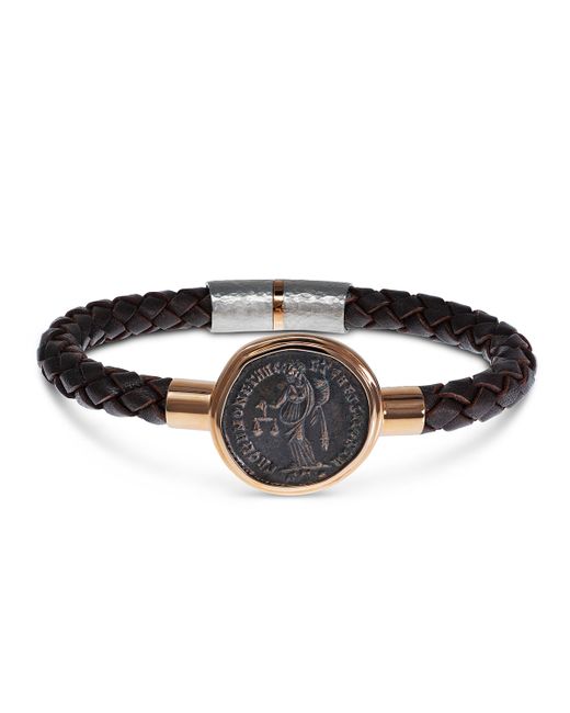 Jorge Adeler Ancient Moneta Coin Braided Leather Bracelet