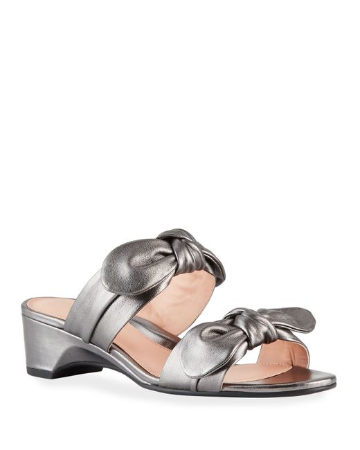 Taryn Rose Nanette Metallic Bow Wedge Sandals