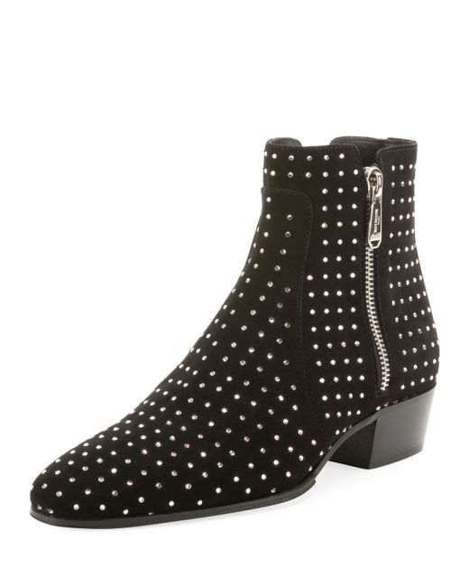 Balmain Goat Suede Studded Ankle Boots