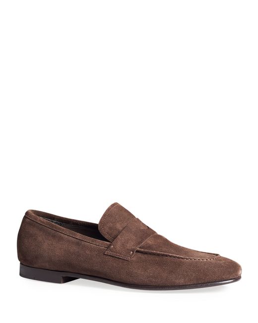 Dunhill Engine Turn Soft Suede Loafers