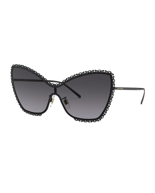 Dolce & Gabbana Damask Print Cat-Eye Shield Sunglasses