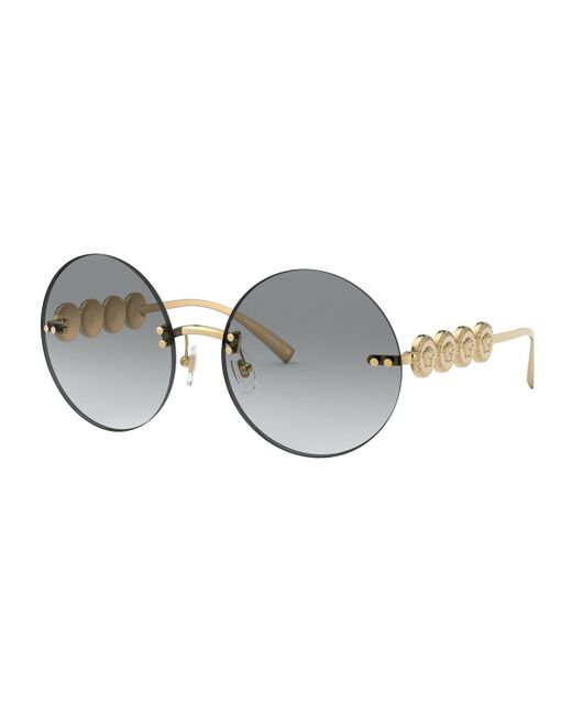 Versace Rimless Round Sunglasses w Medusa Arms