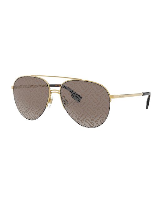 Burberry Steel Aviator Sunglasses