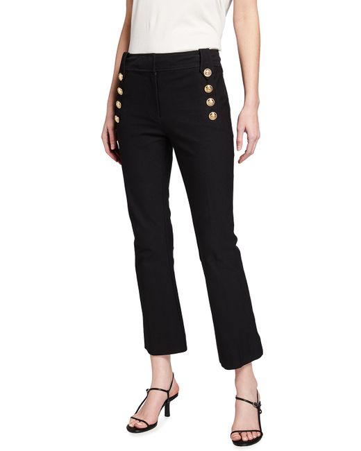 Derek Lam 10 Crosby Cropped Flare Trousers w Sailor Buttons