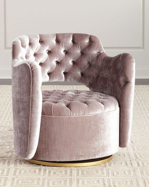 Haute House Tatiana Tufted Velvet Swivel Chair