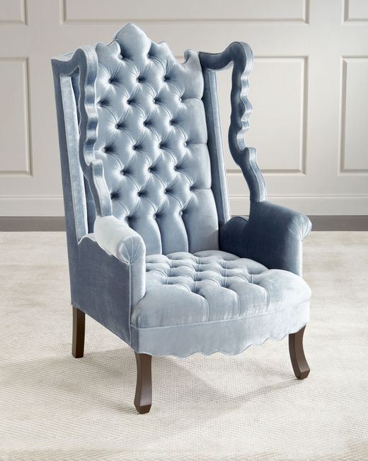 Haute House Isabella Tufted Velvet Cut-Out Wing Chair