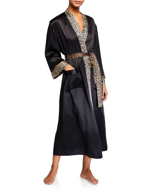 Neiman Marcus -Trim Silk Long Robe
