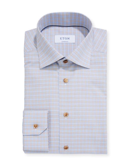 Eton Micro-Plaid Contemporary Dress Shirt