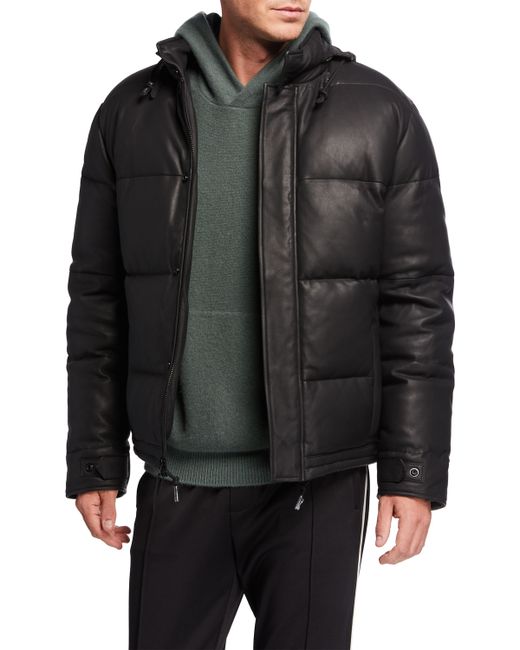 Vince Down-Filled Leather Puffer Jacket
