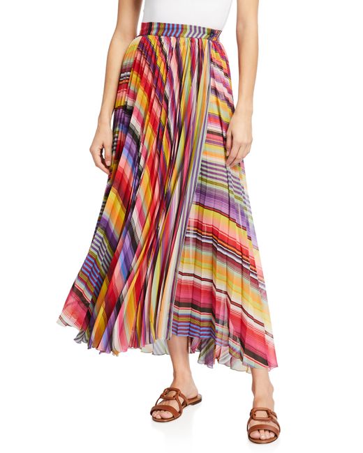 Etro Pleated Rainbow Maxi Skirt