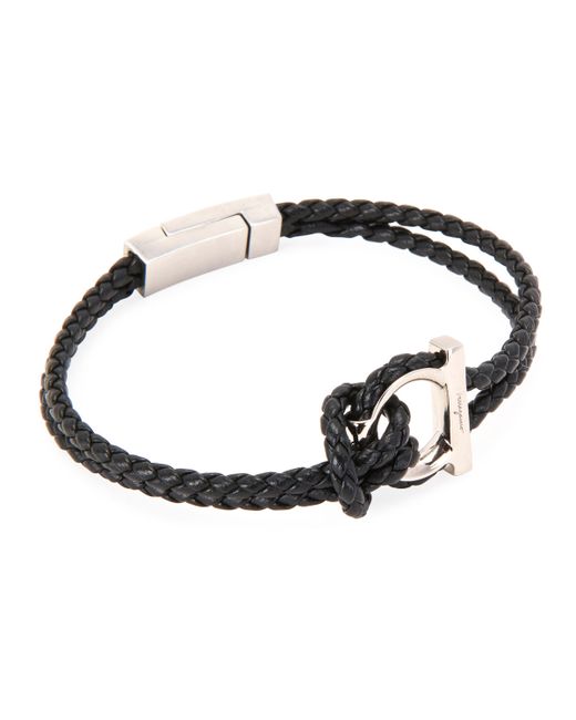Salvatore Ferragamo Gancio Braided Leather Rope Bracelet