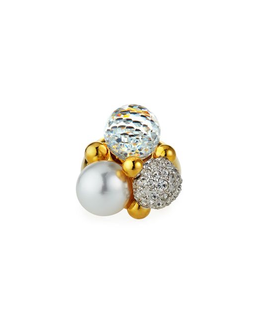 Kenneth Jay Lane Mixed-Trio Ring Adjustable