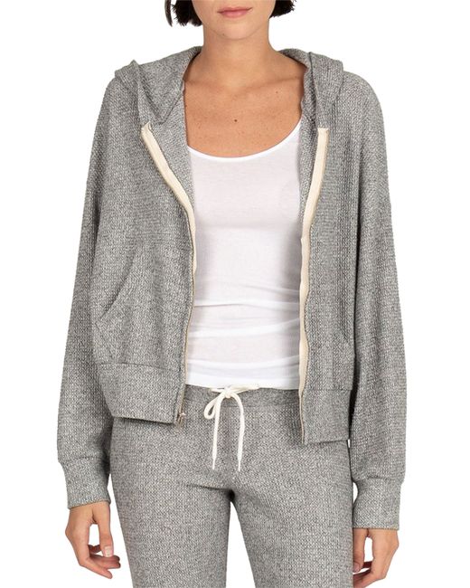 Monrow Brushed Thermal Boxy Zip-Front Hoodie