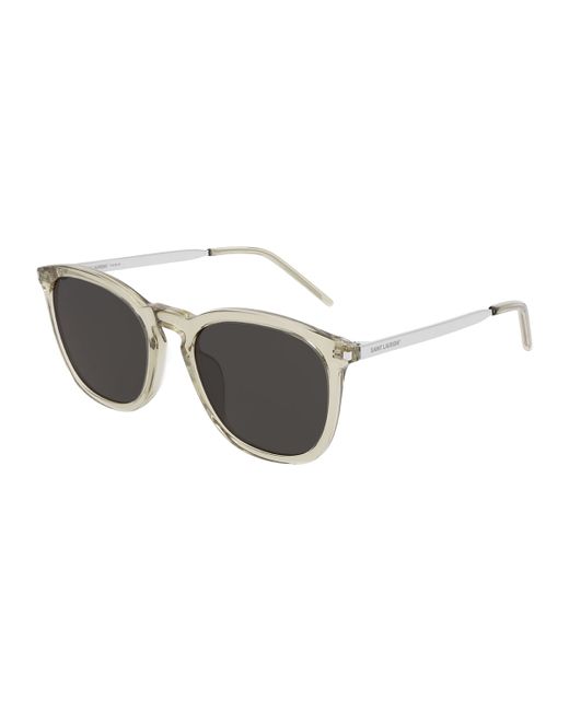 Saint Laurent Round Transparent Acetate/Metal Sunglasses