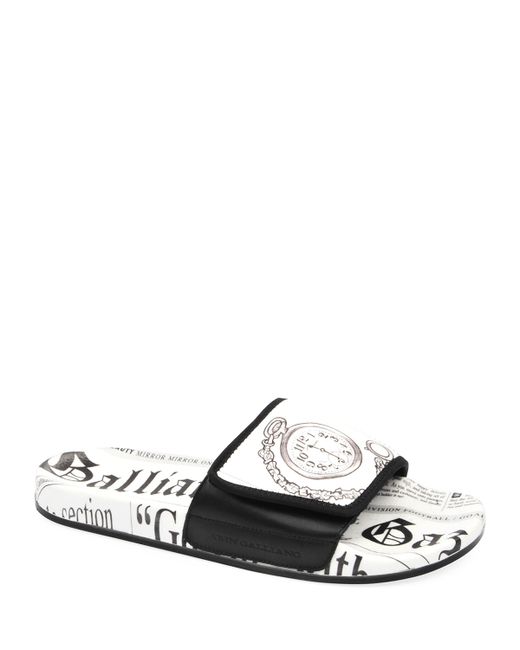 John Galliano Paris Leather Pool Slide Sandals