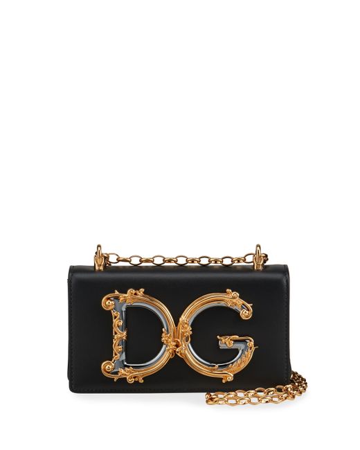 Dolce & Gabbana Barocco Leather Shoulder Bag