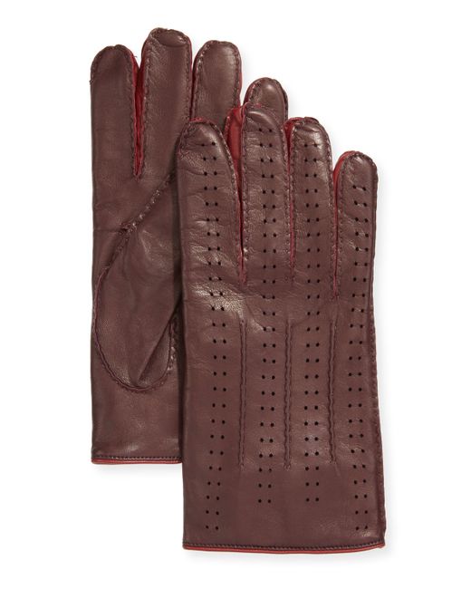 Guanti Giglio Fiorentino Two-Tone Perforated Napa Leather Gloves