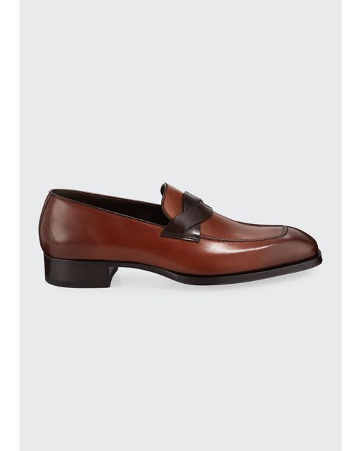 Tom Ford Elkan Twisted-Keeper Leather Loafers
