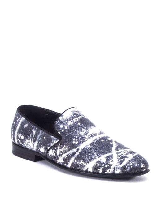 Badgley Mischka Peter Metallic Paint-Splatter Leather Loafers