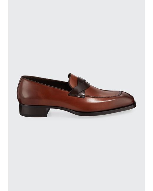 Tom Ford Elkan Twisted-Keeper Leather Loafers