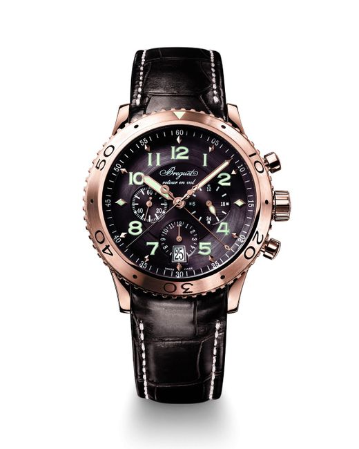 Breguet 42mm Type XX1 18k Rose Gold Automatic Chronograph Watch w Alligator Strap Brown/Rose