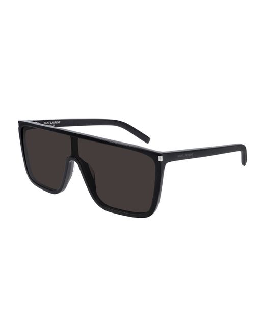 Saint Laurent Mask Flat-Top Propionate Shield Sunglasses