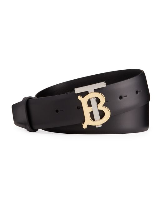 Burberry TB Plaque Smooth Leather Belt