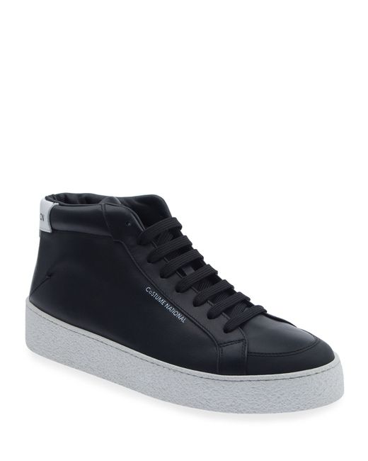 Costume National Two-Tone Leather High-Top Sneakers