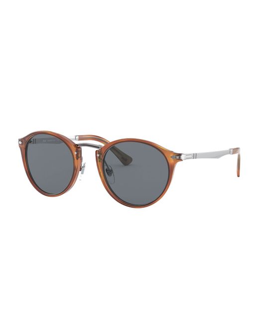 Persol Round Acetate and Metal Sunglasses