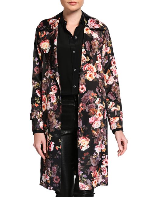 L'agence Atticus Floral-Print Trench Coat