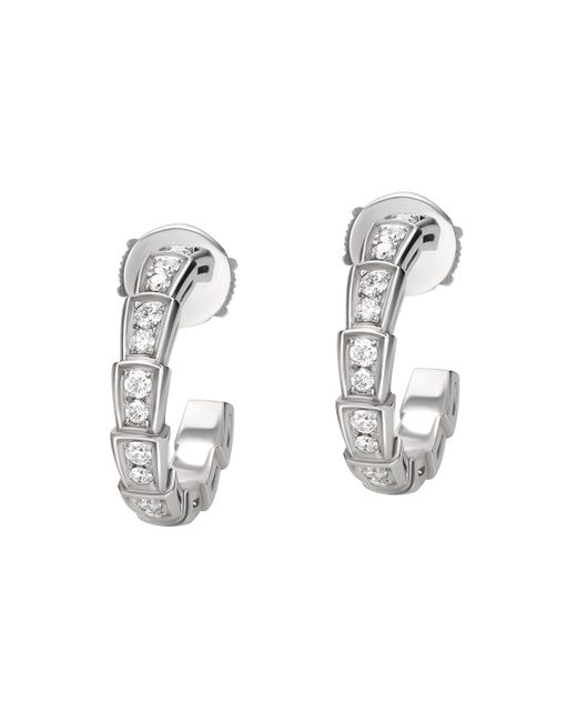 Bvlgari Serpenti Viper Earrings in 18k White Gold and Diamonds