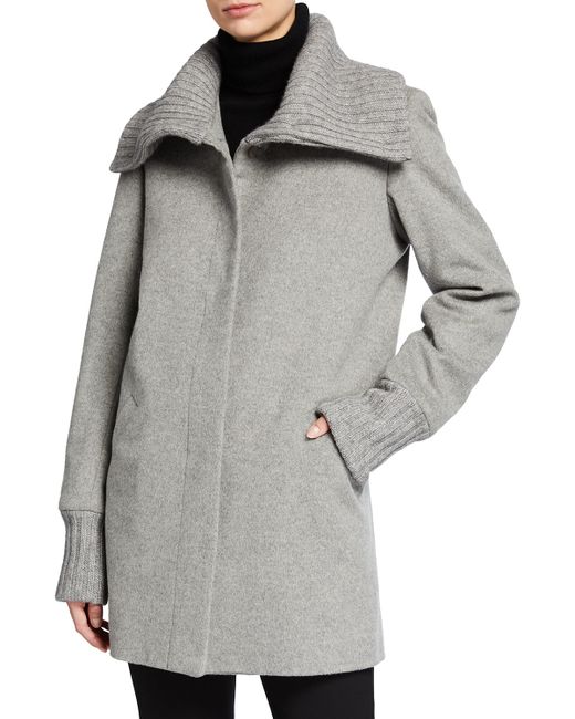 Sofia Cashmere Knit-Trim Short Coat
