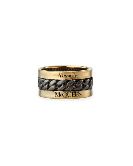 Alexander McQueen Inserted Chain Two-Tone Ring
