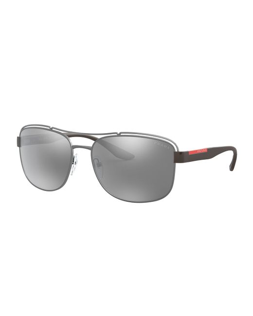 Prada Mirrored Square Acetate/Metal Sunglasses